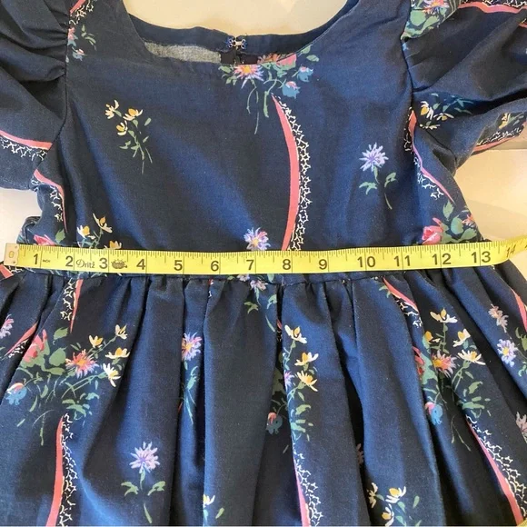 Vintage Handmade Daisy Kingdom Girls Dress Blue With Floral Border Sz 7, Easter - Picture 8 of 10